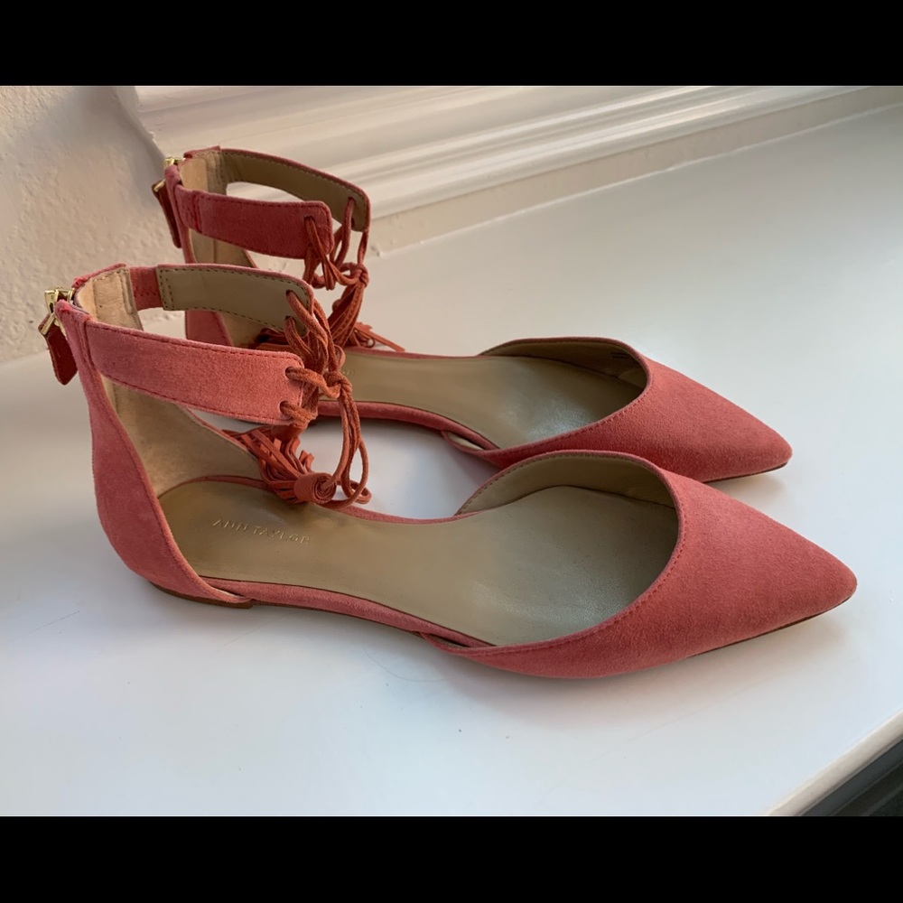 Ann Taylor Pink Suede Flats- Size 7